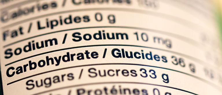 carbohydrate test in food