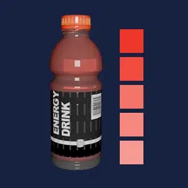 generic energy drink bottle in a range of red colors